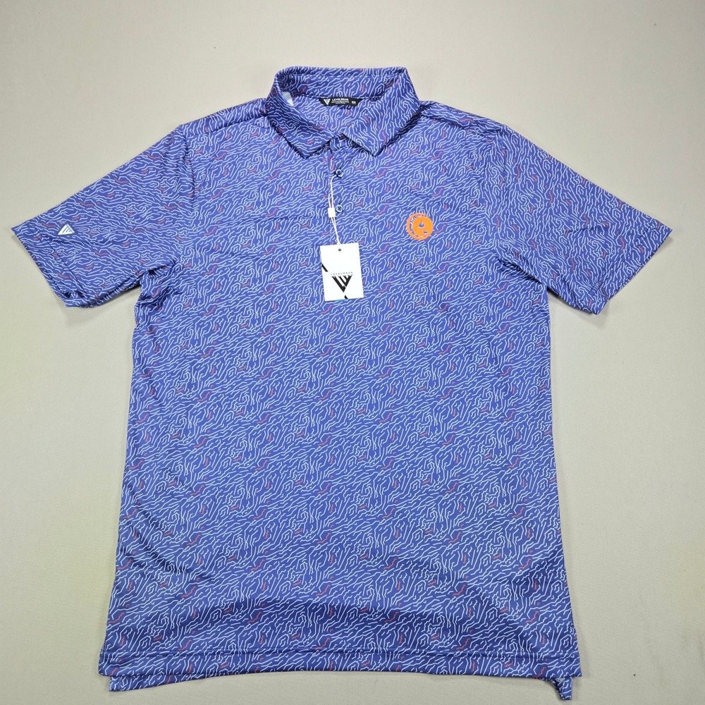 Levelwear Polo Shirt Discovery Geometric Skipper Blue Mens Size Medium BR58L NEW